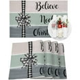 thumbnail image 1 of Christmas Placemats Set of 6 Black and White Buffalo Plaid Christmas Placemats for Dining Table Belive Christmas Table Mat Winter Holiday Home Party Kitchen Table Decorations, 1 of 6