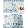 thumbnail image 1 of Christmas Placemats Set of 6 Blue Snowflake Gnome Christmas Placemats for Dining Table Buffalo Plaid Table Mat Winter Holiday Home Party Kitchen Table Decorations, 1 of 6