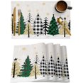 thumbnail image 1 of Christmas Placemats Set of 6 Buffalo Plaid Xmas Tree Place Mats Golden Snowflake Placemat Washable Snow Forest Table Mats for Dining Kitchen Holiday Dinner Party Home Decor 13x19 Inch, 1 of 7