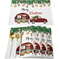 thumbnail image 1 of Christmas Placemats Set of 6, Checkered Truck Placemat for Dining Table Decorations, Cotton Linen Holly Leaf Berry Pine Tree Place Mats, Xmas Table Mats for Kitchen Dinner Holiday Party Decor Gift, 1 of 6