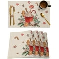 thumbnail image 1 of Christmas Placemats Set of 6, Gingerbread Candy Cane Placemat for Dining Table Decorations, Cotton Linen Xmas Ball Place Mats, Xmas Table Mats for Kitchen Dinner Holiday Party Decor Gift, 1 of 6