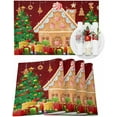 thumbnail image 1 of Christmas Placemats Set of 6 Gingerbread House Christmas Placemats for Dining Table Red Pine Tree Snowflake Table Mat Winter Holiday Home Party Kitchen Table Decorations, 1 of 6