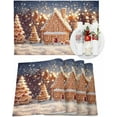 thumbnail image 1 of Christmas Placemats Set of 6 Gingerbread House Christmas Placemats for Dining Table Shining Snowy Table Mat Winter Holiday Home Party Kitchen Table Decorations, 1 of 6