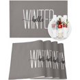 thumbnail image 1 of Christmas Placemats Set of 6 Hello Winter Christmas Placemats for Dining Table Gray Theme Table Mat Winter Holiday Home Party Kitchen Table Decorations, 1 of 6