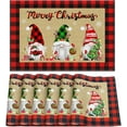 thumbnail image 1 of Christmas Placemats Set of 6, Merry Christmas Gnome Table Mats Kitchen Mat for Dining Table, Washable Linen Snowflake Gnome Dining Place Mat Table Decoration for Holiday Decor, 12 x 18inch, 1 of 6