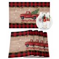 thumbnail image 1 of Christmas Placemats Set of 6, Red Truck Xmas Tree Place Mats Poinsettia Pine Cones Holly Wood Plaid Placemat Table Decoration for Kitchen Table Dinner Xmas Party Decor Indoor Outdoor 13x19 Inch, 1 of 9