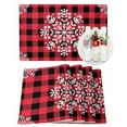 thumbnail image 1 of Christmas Placemats Set of 6, Snowflake Place Mats Red Black Check Buffalo Plaid Placemat Table Decoration for Kitchen Table Dinner Xmas Holiday Party Home Decor Indoor Outdoor 13x19 Inch, 1 of 9