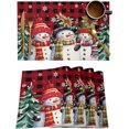 thumbnail image 1 of Christmas Placemats Set of 6 Snowman Place Mats Red Buffalo Plaid Placemat Washable Xmas Tree Snowflake Table Mats for Dining Kitchen Holiday Dinner Party Home Decor 13x19 Inch, 1 of 7