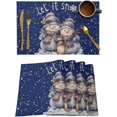 thumbnail image 1 of Christmas Placemats Set of 6, Snowman Placemat for Dining Table Decorations, Cotton Linen Snowflake Blue Place Mats, Xmas Table Mats for Kitchen Dinner Holiday Party Decor Gift, 1 of 6