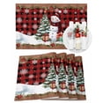 thumbnail image 1 of Christmas Placemats Set of 6 Xmas Snowman Pine Tree Snowflakes Plaid Wood Grain Heat Insulation Washable Place Mats, Rustic Non-Slip Table Mats for Dining Table Party Kitchen Decor,13x19 Inch, 1 of 4