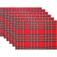 thumbnail image 1 of Christmas Placemats - Set of 6 Xmas Tartan Plaid Festive Table Mat - Pure Cotton Reusable Gingham Buffalo Check Decorative Celebration Party Holiday Table Décor – 13x19 – Red Green Multi, 1 of 5