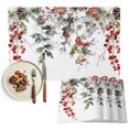 thumbnail image 1 of Christmas Placemats Set of 6, Xmas Tree Botanical Red Berry Pinecone Washable Wipeable Table Mats for Dining Tables, Indoor Outdoor Kitchen Place Mats for Holiday Party Table Decor, 1 of 9