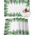 thumbnail image 1 of Christmas Placemats Set of 6 Xmas Tree Forest Christmas Placemats for Dining Table Winter Snowy Watercolor Green Table Mat Winter Holiday Home Party Kitchen Table Decorations, 1 of 6