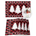thumbnail image 1 of Christmas Placemats Set of 6, Xmas Tree Snowflake Place Mats Red Black Buffalo Plaid Placemat Table Decoration for Kitchen Table Dinner Xmas Holiday Party Home Decor Indoor Outdoor 13x19 Inch, 1 of 9