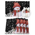 thumbnail image 1 of Christmas Placemats Set of 8 Snowman with Cap Xmas Snowflake Black Heat Insulation Washable Place Mats, Rustic Non-Slip Table Mats for Dining Table Party Kitchen Decor,13x19 Inch, 1 of 4
