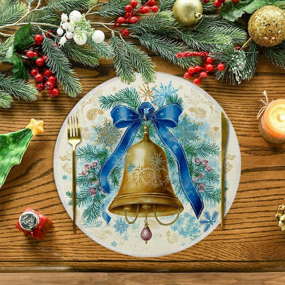 Christmas Placemats Set of 2 Heat Resistant Table Mats Holiday Dining Decor for Christmas Party Table Setting(B)