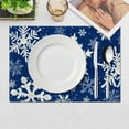 thumbnail image 1 of Christmas Placemats Set of 4, 17.72x11.81Inch Christmas Snowman Placemats - Snowman Table Mat for Christmas Kitchen Dining Table Decoration(Blue), 1 of 8