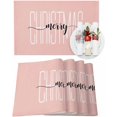 thumbnail image 1 of Christmas Placemats Set of 4 Merry Christmas Christmas Placemats for Dining Table Pink Table Mat Winter Holiday Home Party Kitchen Table Decorations, 1 of 6
