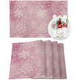 thumbnail image 1 of Christmas Placemats Set of 4 Snowflake Christmas Placemats for Dining Table Pink Snow Table Mat Winter Holiday Home Party Kitchen Table Decorations, 1 of 1