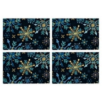 Christmas Placemats Set of 4, Snowflake Table Mats for Dining Table Holiday Decor, Heat Resistant Kitchen Table Setting for Party(A)