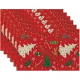 thumbnail image 1 of Christmas Placemats Set of 6,Christmas Tree Place Mats Heat Resistant Washable Non-Slip Table Mats for Party Kitchen Dining Decor 12x18 Inch, 1 of 7