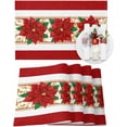 thumbnail image 1 of Christmas Placemats Set of 6 Poinsettia Flower Christmas Placemats for Dining Table Red Table Mat Winter Holiday Home Party Kitchen Table Decorations, 1 of 6