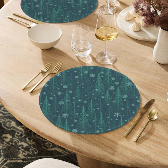 Christmas Placemats | Teal Forest | Holiday Dinner Table Decor | 4 Pack