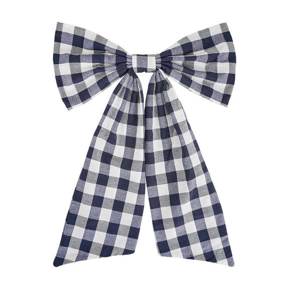 Christmas Plaid Bows, Holiday Wreath Bow Decor, Long TaiLED Gingham Bow with A Crisp Tied Center and Hanging Profile for Wreath, Fabric Ribbon with DetaiLED Seasonal Styling