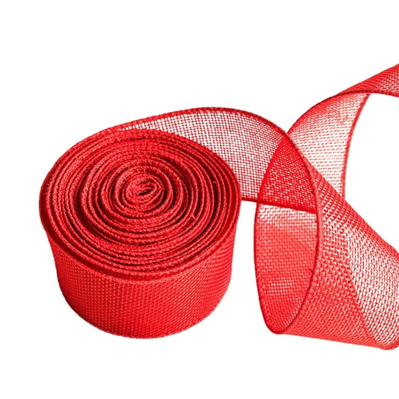 Christmas Plaid Burlap Ribbon Wired Edge Gingham Wrapping Ribbon Red and Green Plaid Ribbon for Xmas Tree Decoration Floral Bows Craft Making Red by Toyeng