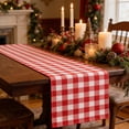 thumbnail image 1 of Christmas Plaid Check Table Runner 13 x 72 Inch, Holiday Farmhouse Decoration for Fireplace Kitchen Dining Room Home Party Display, Red and White Checkered Cover for Winter Celebration, 1 of 5