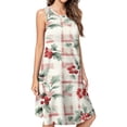 thumbnail image 1 of Christmas Plaid Christmas Tartan Spring Summer Dresses for Women Fashion T-shirt Dress Casual Sleeveless Loose Sundress with Pockets, 1 of 5