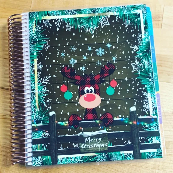 Christmas Plaid Cute Reindeer Holiday Cover Set 4 Use W Erin Condren Planner-