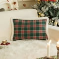 thumbnail image 1 of Christmas Plaid Decorative Throw Pillow Cover Scottish Tartan Cushion Case with Fur Edge for Winter Holiday Sofa Couch Bedroom Decor, 1 of 6