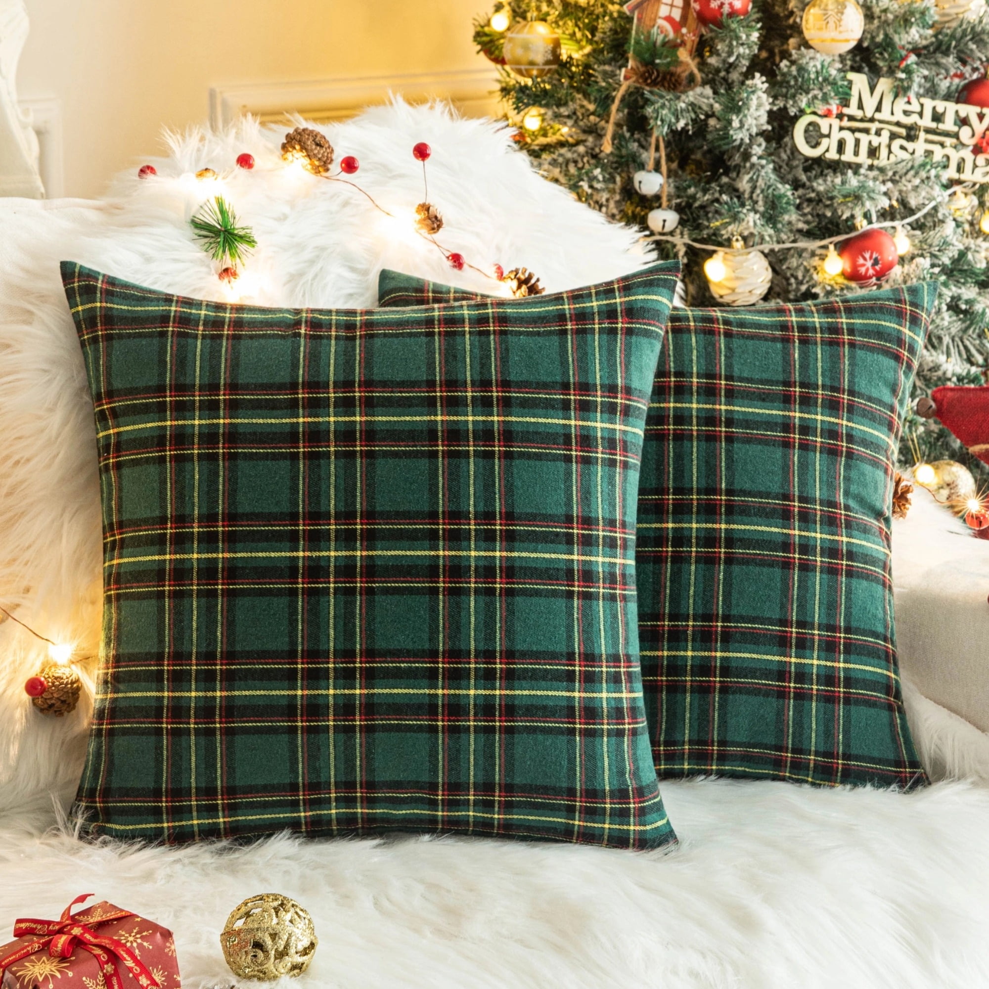 Christmas Plaid Pillow Covers