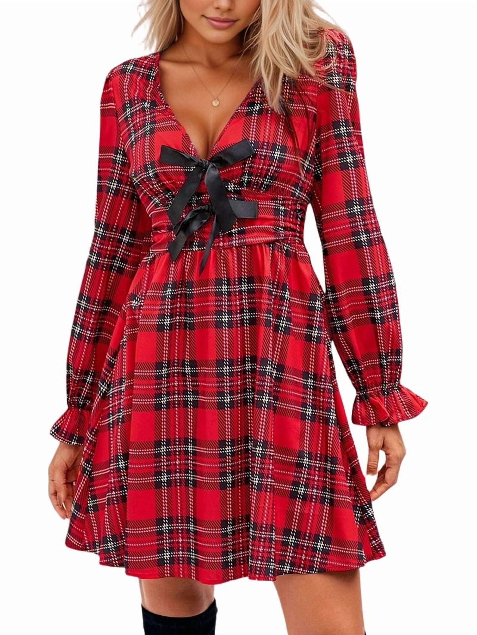 Penelope Drop Waist Christmas Plaid Dress