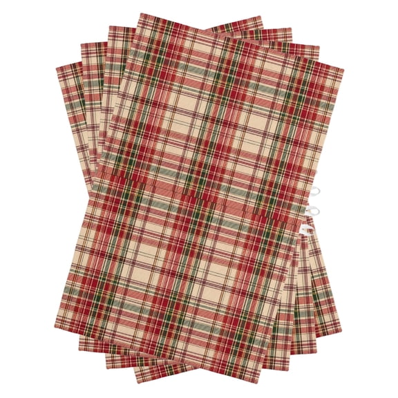 Christmas Plaid Kitchen Towels Dish Towel Pack of 4 Winter Pastoral Rustic Red Green Beige Gingham Check Soft Dish Cloth Set Absorbent Dishcloth for Drying Dishes, Hand Towels 18 x 28 Inches