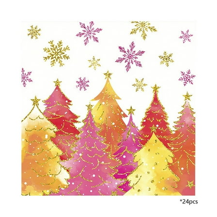 Christmas Plaid Napkins 24 Pieces Paper Towel For Christmas Party Supplies 6.5X6.5 Inches Folded 0.22Lb Weight
