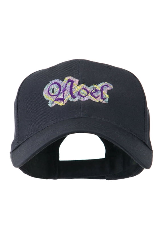 Christmas Plaid Noel Embroidered Cap - Navy OSFM