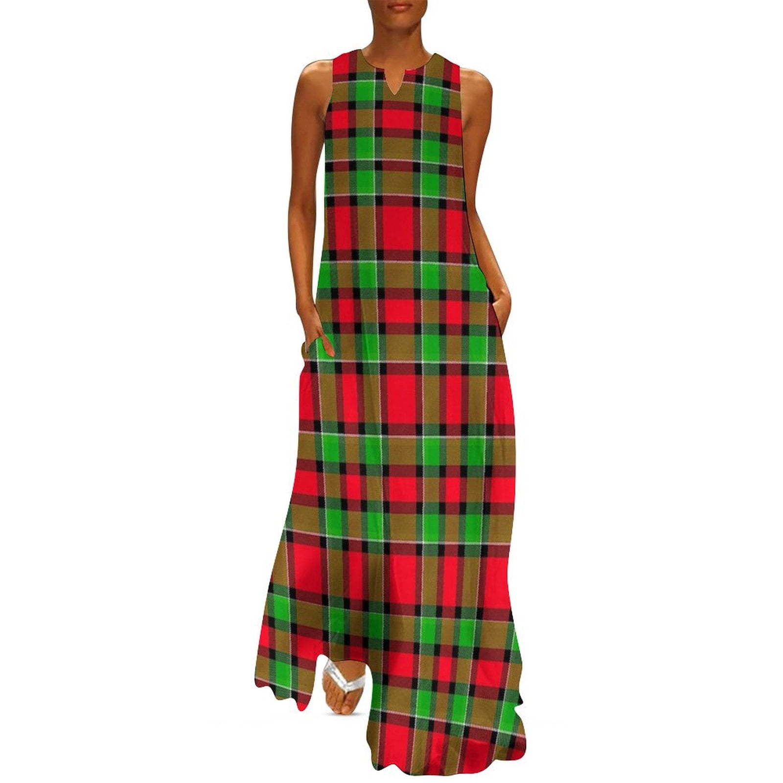 Plaid Printed Long Summer Dress