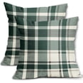 thumbnail image 1 of Christmas Plaid Pillow Covers 16x16 Set of 2 Forest Green Grey Buffalo Checkered Decorative Tartan Pillowcases Xmas Winter Holiday Outdoor Rustic Farmhouse Throw Cushion Case Decor for Couch Sofa Bed, 1 of 6