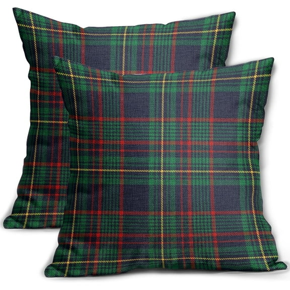 Christmas Plaid Pillow Covers 18x18 Set of 2 Blue Green Xmas Buffalo Plaid Tartan Winter Print Decorative Outdoor Pillowcases Farmhouse Rustic Holiday Throw Cushion Case Decor for Couch Sofa Bed