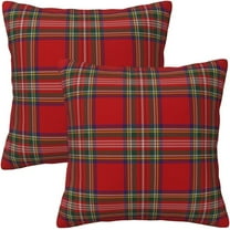 Christmas Plaid Pillow Covers 20x20 Inch Set of 2 Scottish Tartan Farmhouse Throw Pillow Case Cushion Cover for Sofa Couch Home Decor, Red and Green