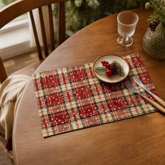 Christmas Plaid Placemats Place Mats Check Placemat Table Mats Decorative Kitchen Table Placemats