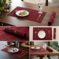 thumbnail image 1 of Christmas Plaid Placemats Place Mats Check Placemat Table Mats Decorative Kitchen Table Placemats, 1 of 7