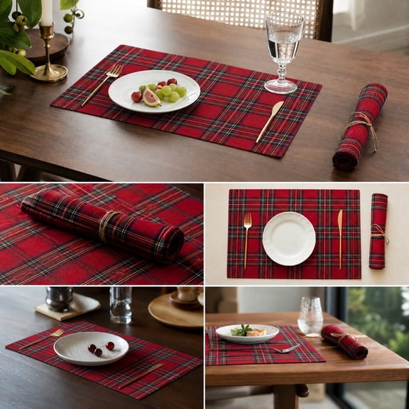 Christmas Plaid Placemats Place Mats Check Placemat Table Mats Decorative Kitchen Table Placemats