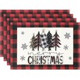 thumbnail image 1 of Christmas Plaid Placemats Set of 4 Farmhouse Dining Table Mats Washable Christmas Tree Place Mat Cotton Blended Xmas Placemats for Winter Holiday Party Holiday Table Decoration(12x18 Inch), 1 of 6