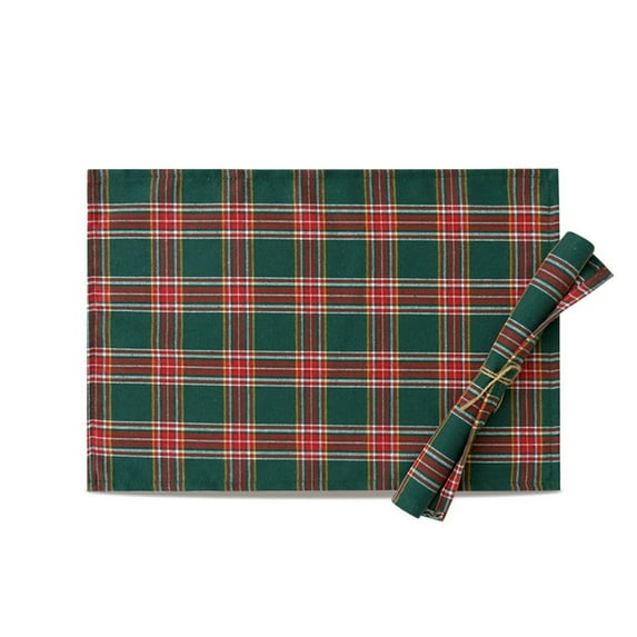 Christmas Plaid Placemats Set - Multi-Color Fabric Heat Insulation Mats, Restaurant Home Kitchen Festive Decor Table Mats