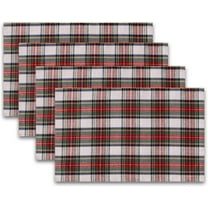 Christmas Plaid Placemats Set of 4, Red White Buffalo Checkered Tartan Winter Thanksgiving Xmas Table Mats for Dining Room Kitchen Table Decor