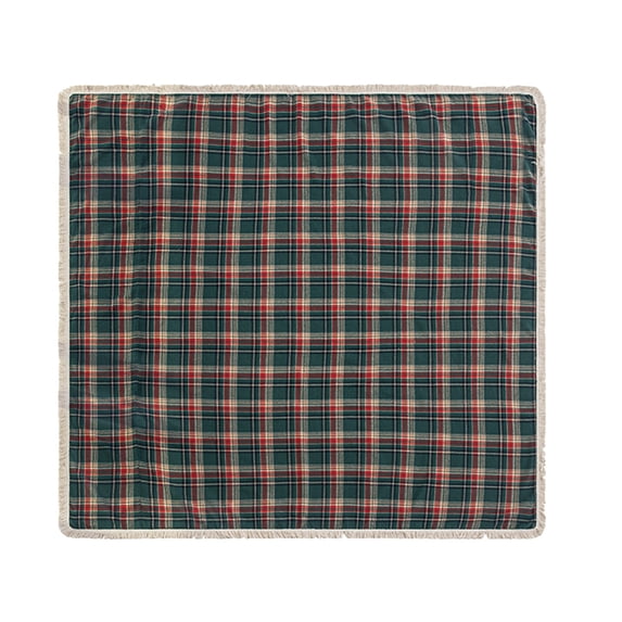 Christmas Plaid Sofa Blanket 71×91 in – Classic Red Green Throw with Tassel – Non-Slip Sofa Cover for Holiday Decoration, Couch Protector for Pets, Chair or Bed