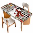 thumbnail image 1 of Christmas Plaid Table Cloths for 5 Foot Rectangle Tables, Black Snowman Xmas Tree Snowflake Buffalo Patio Waterproof Elastic Fitted Tablecloths, Washable Rectangular Table Cover for Camping, 1 of 8